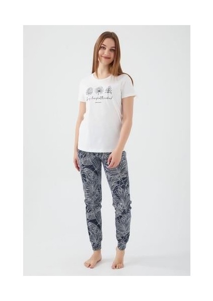 The Weekand Plan Krem Kadın Kısa Kol Pijama Takım