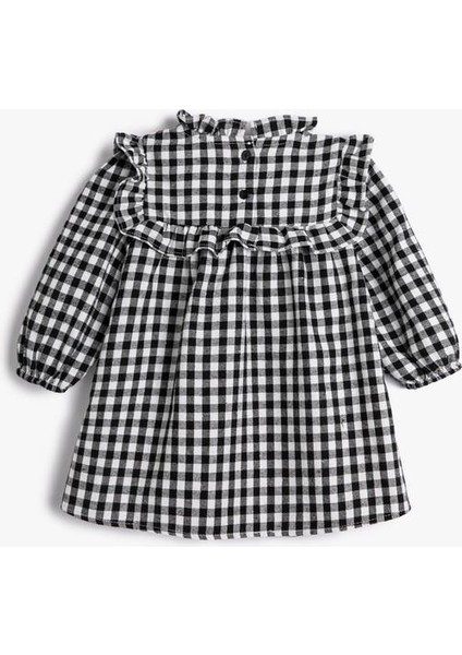 Elbise Hakim Yaka Fırfır Detaylı Lastik Manşetli indirimleri