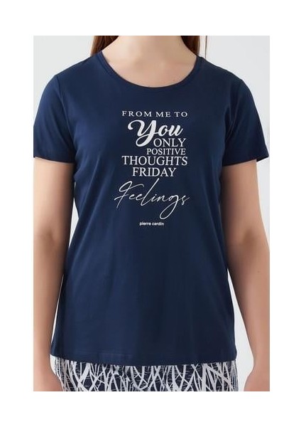 Friday Feelings Lacivert Kadın Kısa Kol Pijama Takım