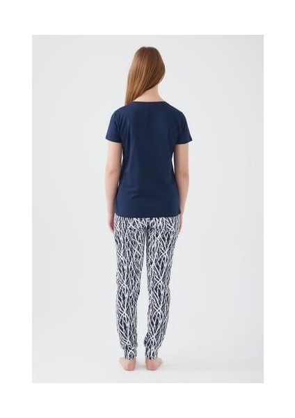 Friday Feelings Lacivert Kadın Kısa Kol Pijama Takım