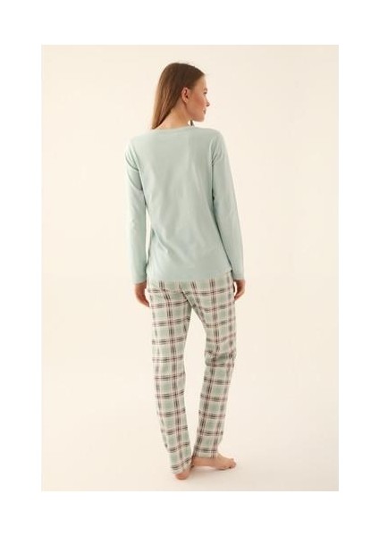Açık Mint Kadın Uzun Kol Pijama Takım