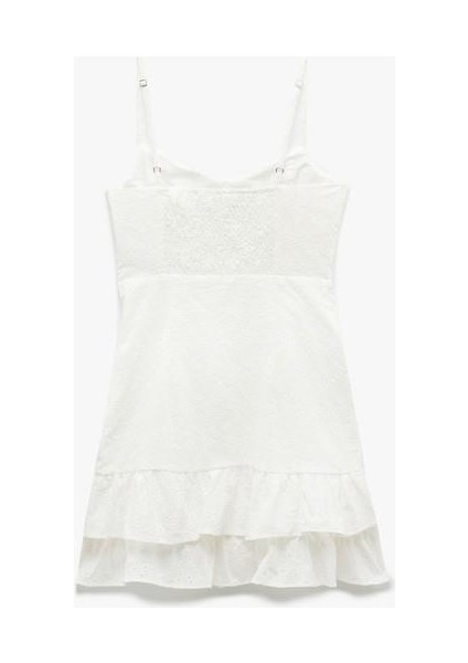 Pamuklu Askılı Fırfırlı Volanlı Gipeli Mini Fisto Elbise