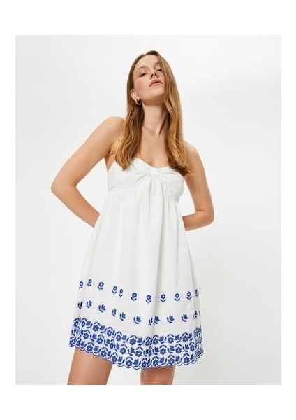4Sak80220Ew 001 Kırık Beyaz Kadın Dokuma Elbıse