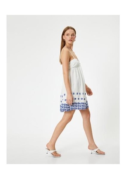 4Sak80220Ew 001 Kırık Beyaz Kadın Dokuma Elbıse