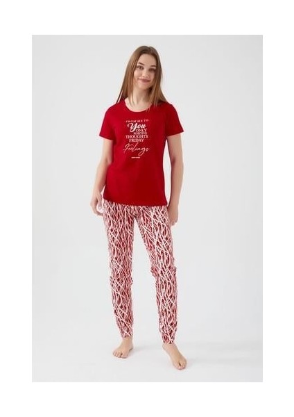 Friday Feelings Kırmızı Kadın Kısa Kol Pijama Takım