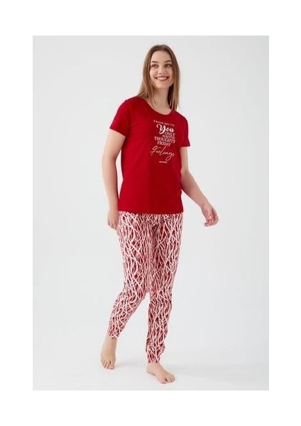 Friday Feelings Kırmızı Kadın Kısa Kol Pijama Takım
