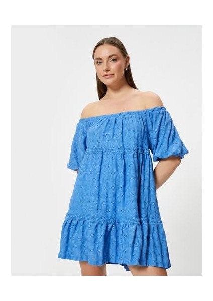 4Sak80383Ek 637 Mavı Kadın Jersey Elbıse