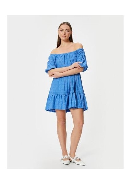 4Sak80383Ek 637 Mavı Kadın Jersey Elbıse