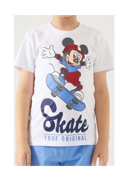 Skate Beyaz Erkek Çocuk Bermuda Takım