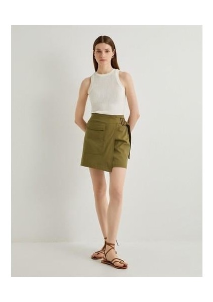 Mini Kargo Etek Toka Detaylı Cepli Pamuklu Normal Bel