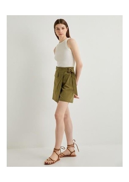 Mini Kargo Etek Toka Detaylı Cepli Pamuklu Normal Bel
