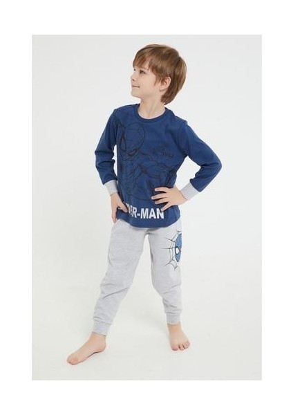 Lisanslı Thwip Mavi Erkek Çocuk Uzun Kol Pijama Takım