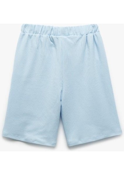 Beli Bağcıklı Cep ve Aplike Detaylı Dokulu Pamuklu Şort indirimleri