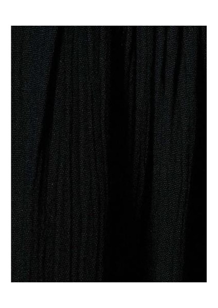 Askılı Uzun Elbise Katlı Kalp Yaka Viskoz Kumaş - Koton - 4SAK80330EW - Siyah - 40