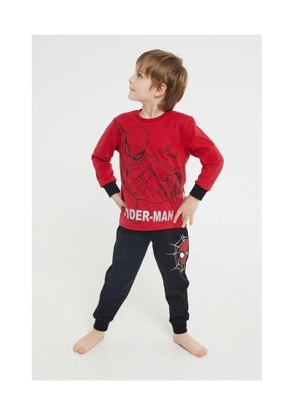 Lisanslı Thwip Kırmızı Erkek Çocuk Uzun Kol Pijama Takım