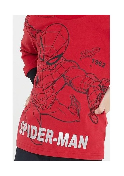 Lisanslı Thwip Kırmızı Erkek Çocuk Uzun Kol Pijama Takım
