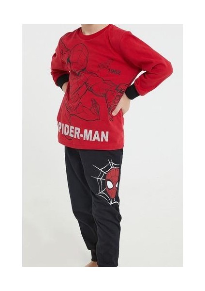 Lisanslı Thwip Kırmızı Erkek Çocuk Uzun Kol Pijama Takım