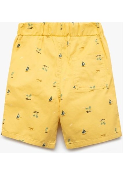 Cepli Gabardin Beli Lastikli Denizci Temalı Baskılı Şort indirimleri