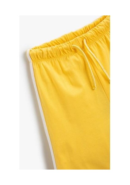 Basic Çizgili Şort Pamuklu Beli Bağcıklı