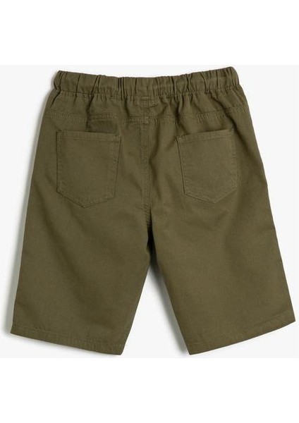 Şort Slim Fit Beli Bağlamalı Lastikli Cepli Pamuklu fırsatları