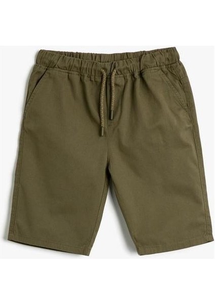 Şort Slim Fit Beli Bağlamalı Lastikli Cepli Pamuklu indirimleri