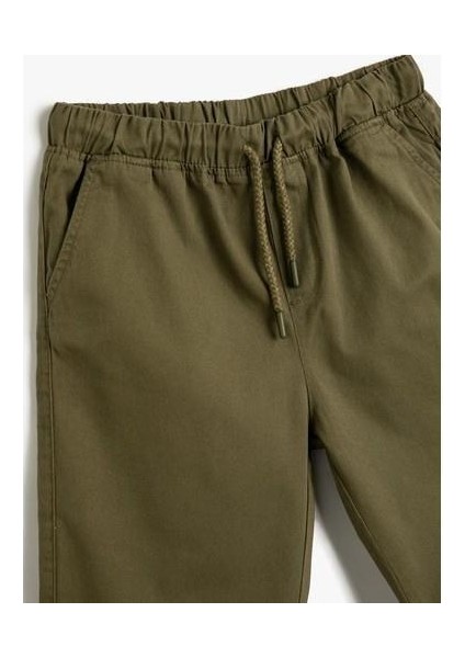 Şort Slim Fit Beli Bağlamalı Lastikli Cepli Pamuklu