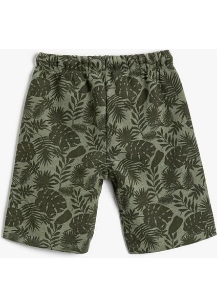 Palmiye Desenli Şort Diz Üstü Beli Bağlamalı fırsatları