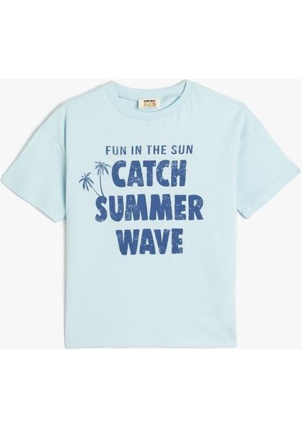 Oversize Tişört Kısa Kollu Bisiklet Yaka Yaz Baskı Detaylı Pamuklu indirimleri