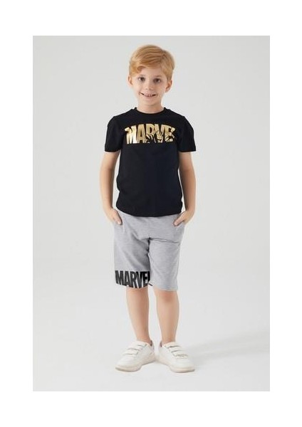 Captain America Siyah Erkek Çocuk Bermuda Takım fırsatları