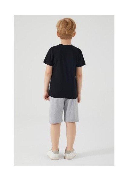 Captain America Siyah Erkek Çocuk Bermuda Takım