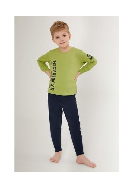 Multicolored Yeşil Erkek Çocuk Uzun Kol Pijama Takım
