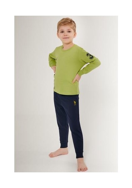 Multicolored Yeşil Erkek Çocuk Uzun Kol Pijama Takım