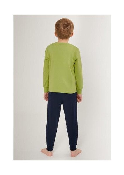 Multicolored Yeşil Erkek Çocuk Uzun Kol Pijama Takım