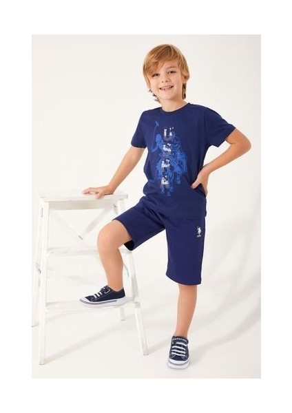 Color Painting Lacivert Erkek Çocuk Bermuda Takım