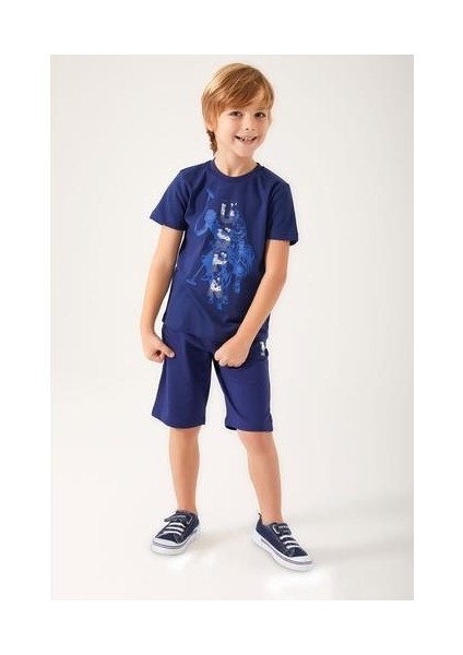 Color Painting Lacivert Erkek Çocuk Bermuda Takım