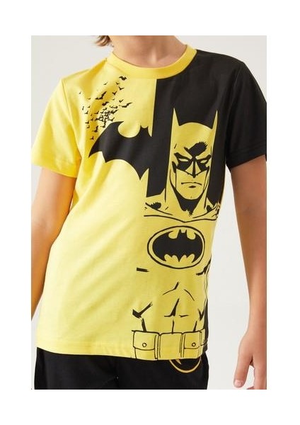 Yellow Batman Sarı Erkek Çocuk Kısa Kol Pijama Takım