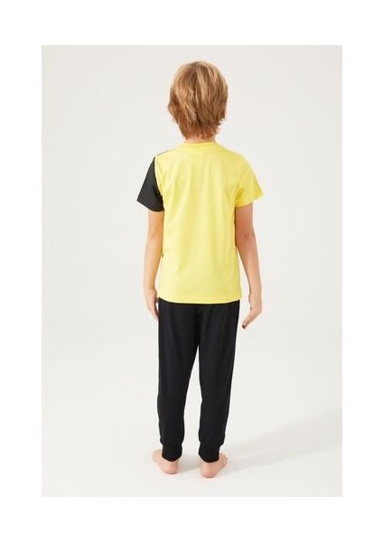 Yellow Batman Sarı Erkek Çocuk Kısa Kol Pijama Takım