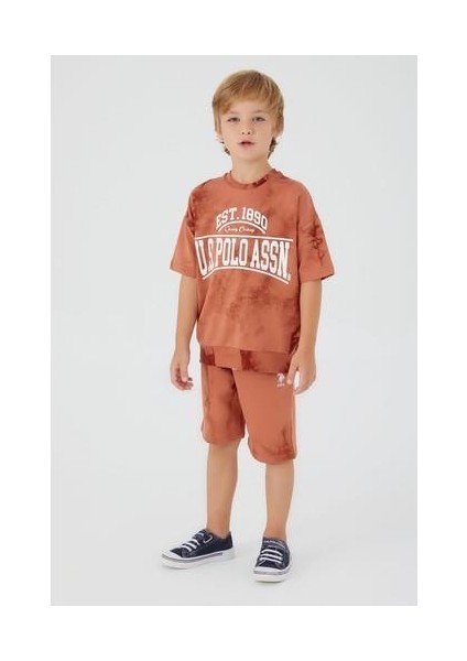Written In White Bold Kahverengi Erkek Çocuk Bermuda Takım