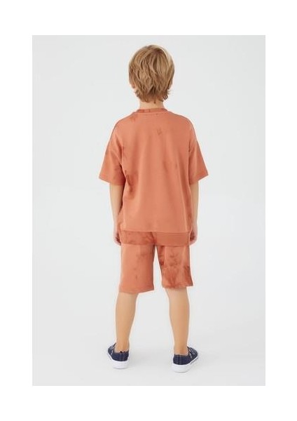 Written In White Bold Kahverengi Erkek Çocuk Bermuda Takım