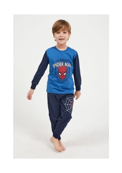 Spider Man The Amazing Cobalt Mavi Erkek Çocuk Uzun Kol Pijama Takım