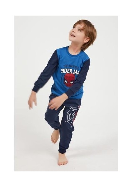 Spider Man The Amazing Cobalt Mavi Erkek Çocuk Uzun Kol Pijama Takım