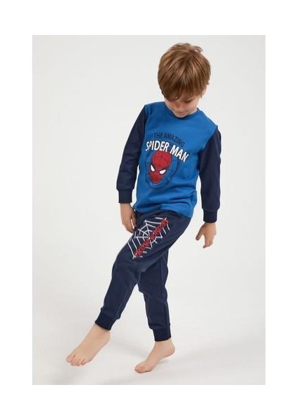 Spider Man The Amazing Cobalt Mavi Erkek Çocuk Uzun Kol Pijama Takım