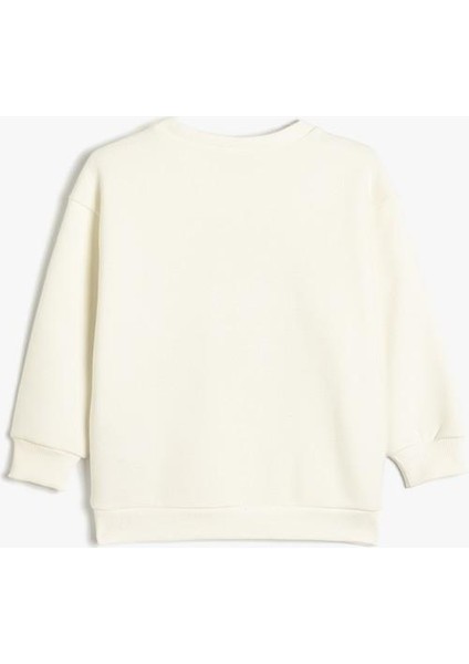 Hayvan Baskılı Sweatshirt Bisiklet Yaka Boxy Pamuk Karışımlı fırsatları