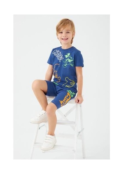 D4789-3 Erkek Çocuk Alt Üst Takım Gece Mavisi