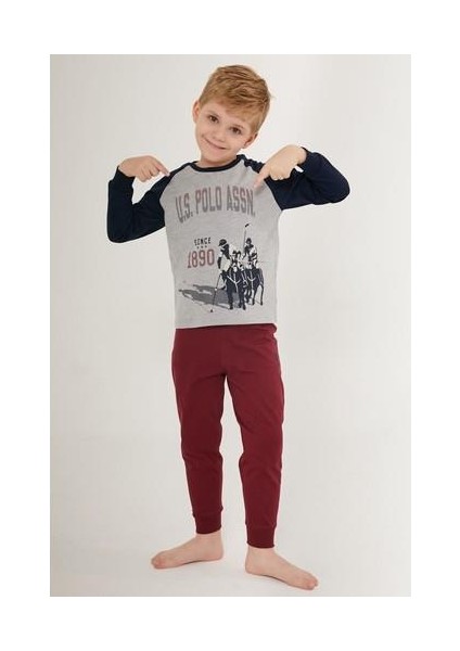 Cute Gri Erkek Çocuk Uzun Kol Pijama Takım