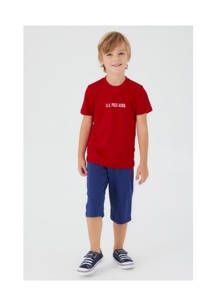 Dark Red Texture Kırmızı Erkek Çocuk Kapri Takım