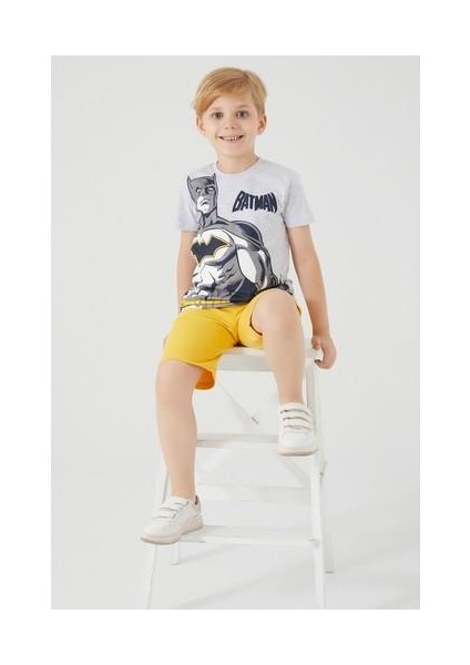 The Flying Hero Batman Koyu Gri Melanj Erkek Çocuk Bermuda Takım fırsatları