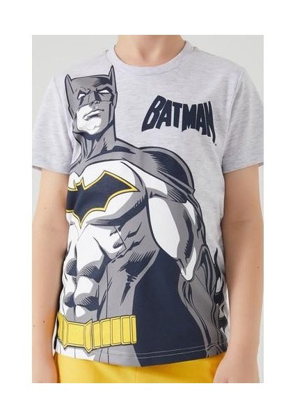 The Flying Hero Batman Koyu Gri Melanj Erkek Çocuk Bermuda Takım indirimleri