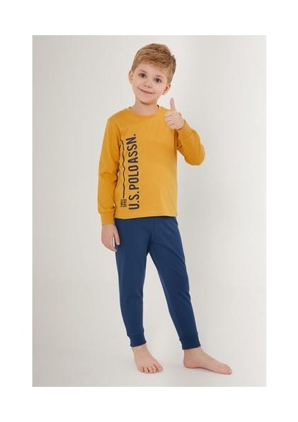 Ribbon Kahverengi Erkek Çocuk Uzun Kol Pijama Takım