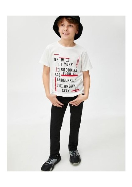 Baskılı Tişört Kısa Kollu Bisiklet Yaka Pamuklu indirimleri